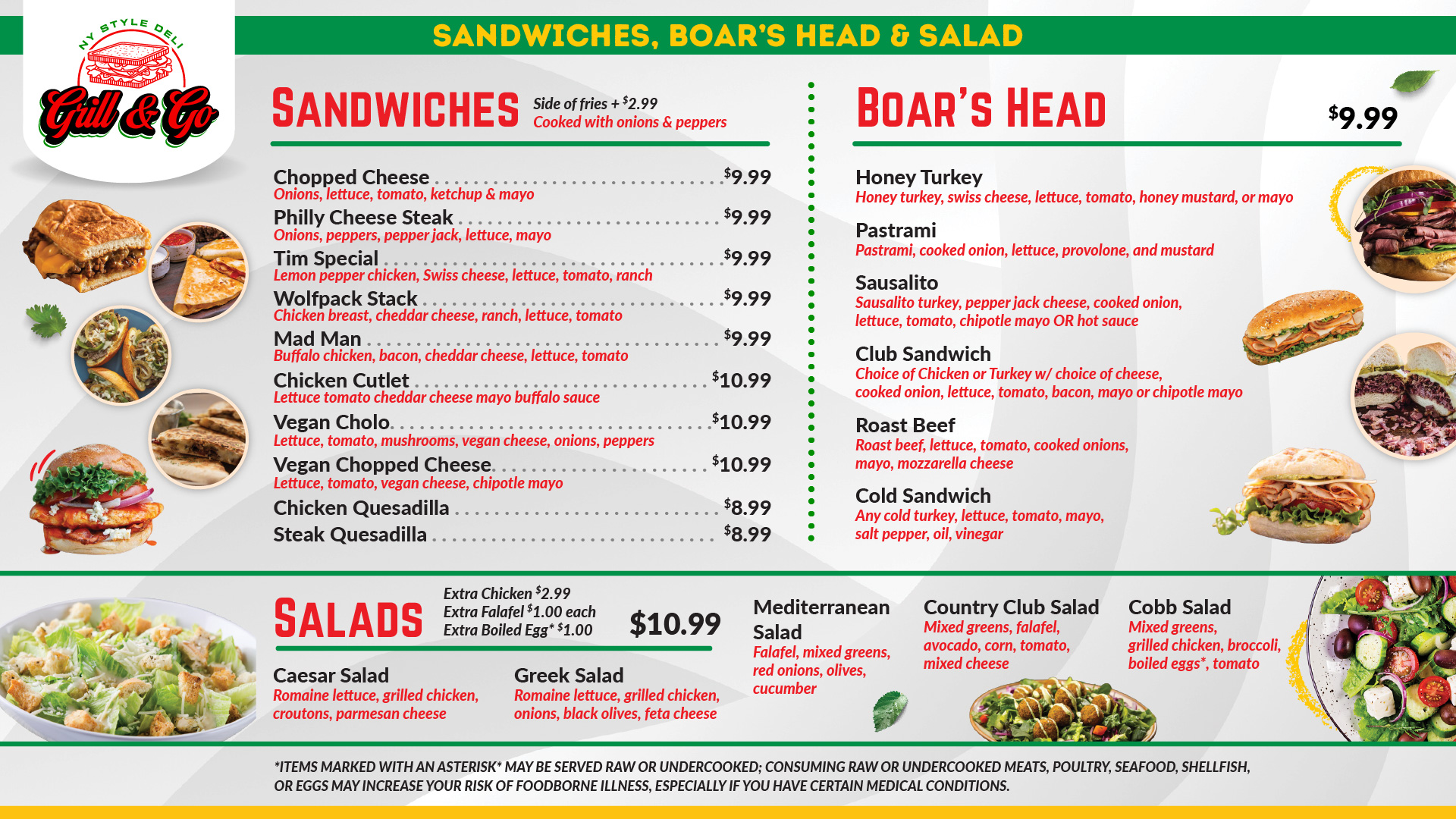 Sandwiches, Boar's Head, Salads & Paninis
